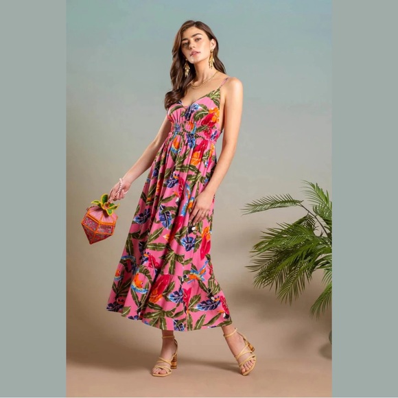 NWT Boutique Tropical Sweetheart Dress (S) - Picture 1 of 6